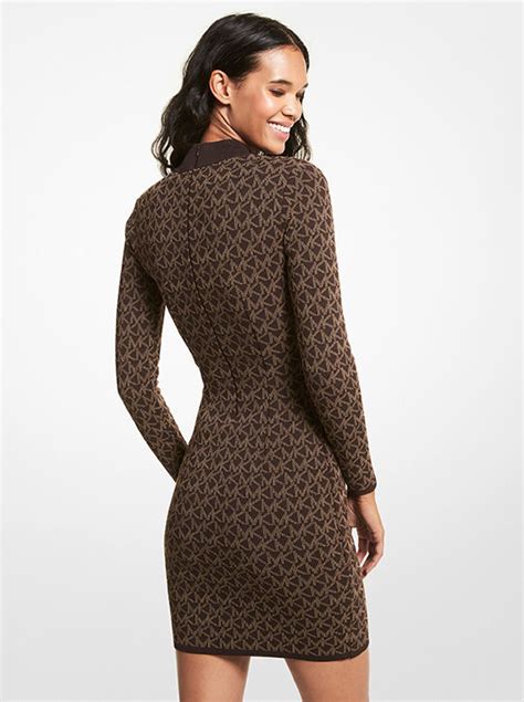 michael kors stencil rose jacquard dress|Logo Jacquard Mock Neck Dress .